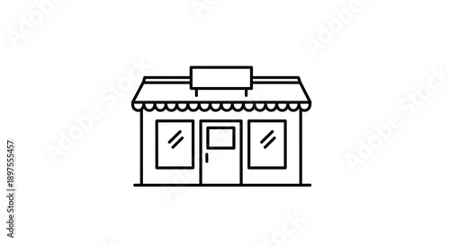 Simple Line Drawing of a Storefront Building Facade.