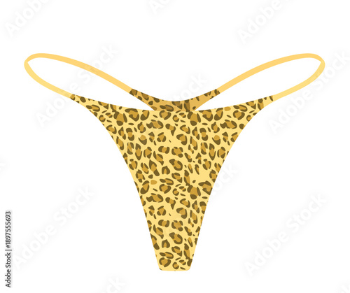 Woman thong leopard print. vector illustration