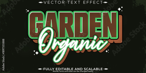 Organic green text effect, editable natural and fruit text style