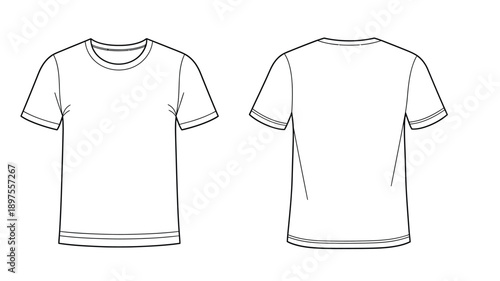 Blank t shirt design template front and back view silhouette