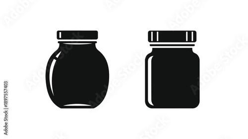 Two black jar silhouettes against a white background silhouette