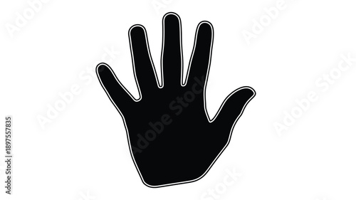Black hand outline against a white background simple silhouette
