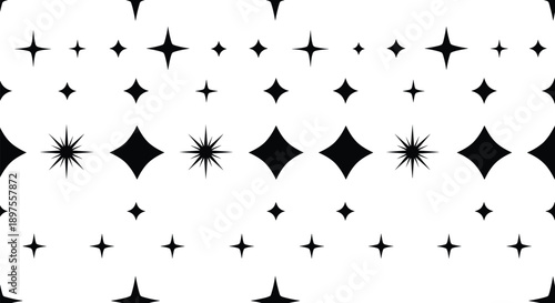 Star sparkles set, twinkling shine icons, celestial glitter symbols, minimalist glow elements, cad drawing flat vector illustration, magic decorative sparkle pattern.