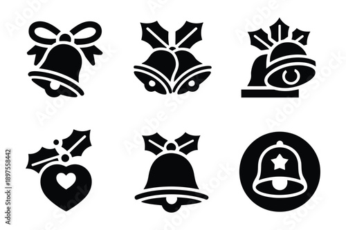 Christmas Bells and Holly: Festive Holiday Icons