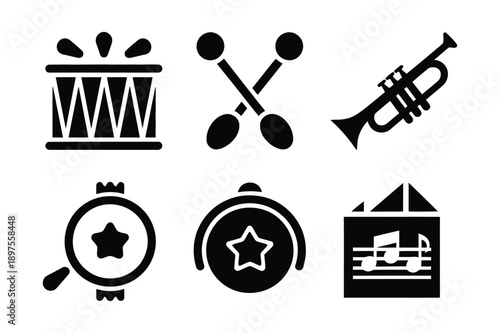 Musical Instruments and Symbols: Festive Performance Icons