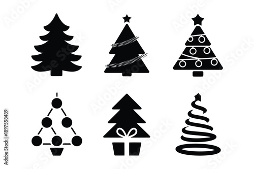 Christmas Tree Styles: Festive Holiday Decoration Icons