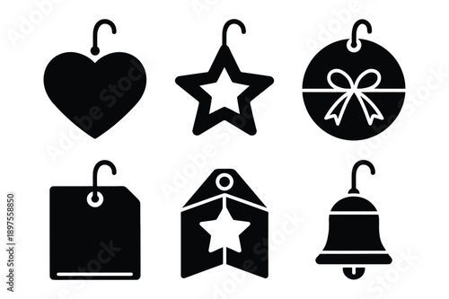 Holiday and Gift Icons: Heart, Star, Gift Tag, Bell, Label, Ribbon