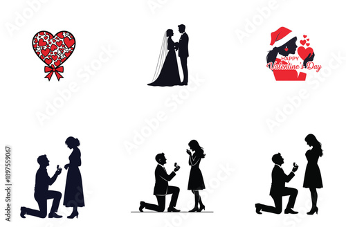 Valentine's Day Proposal Silhouette Vector Illustration