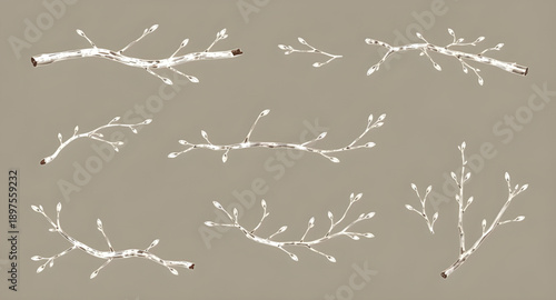 tree, branches, bare, leafless, winter, fall, nature, botanical, woodland, forest, twig, limb, silhouette, outline, minimal, simple, modern, flat, line, icon, symbol, vector, illustration, graphic, de