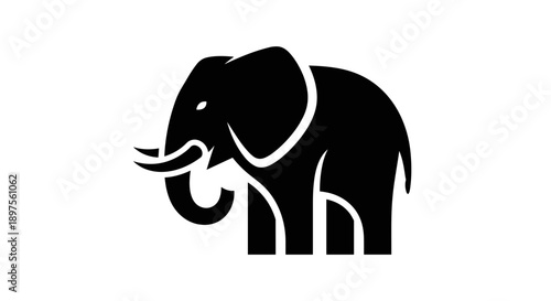 Stylized Black Silhouette of an African Elephant 1.