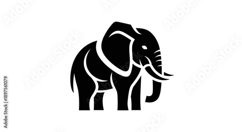 Stylized Black Silhouette of an Elephant 2.