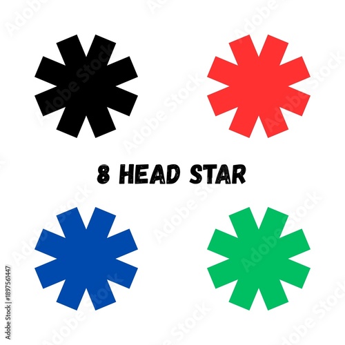 set of vector snowflakes, 8 head star
