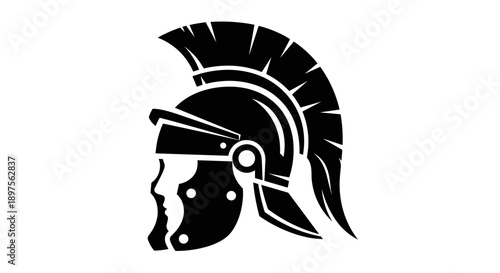 Stylized Roman Centurion Helmet Silhouette Icon.