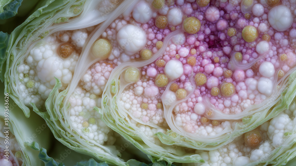 Fototapeta premium Extreme macro of plant-based food texture, sustainable nutrition trend