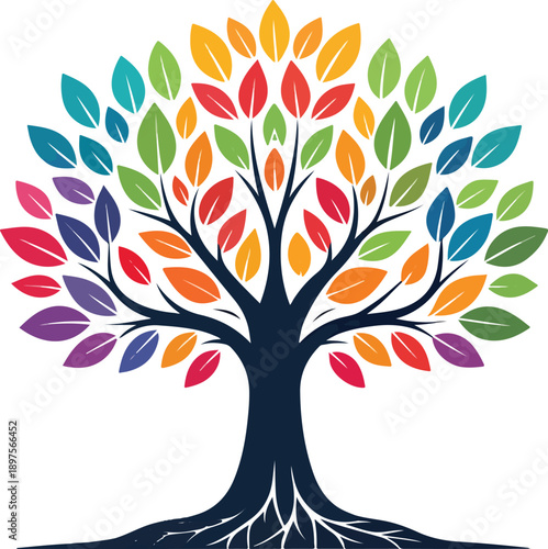 Stylized vector tree logo icon Natural Vector Tree Logo Illustration Nature Tree