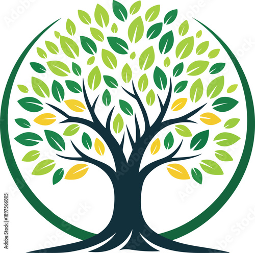 Stylized vector tree logo icon Natural Vector Tree Logo Illustration Nature Tree