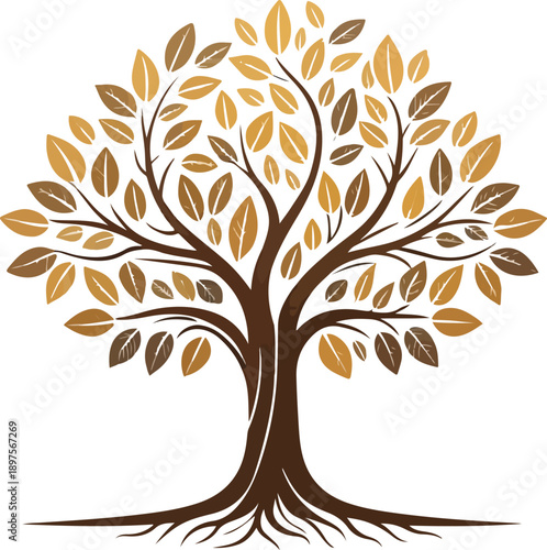 Stylized vector tree logo icon Natural Vector Tree Logo Illustration Nature Tree