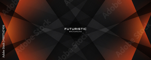 3D black orange abstract background overlap layer on dark space with polygonal effect decoration. Modern graphic design element cutout style concept for web, art, flyer, card, or brochure cover