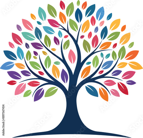 Stylized vector tree logo icon Natural Vector Tree Logo Illustration Nature Tree