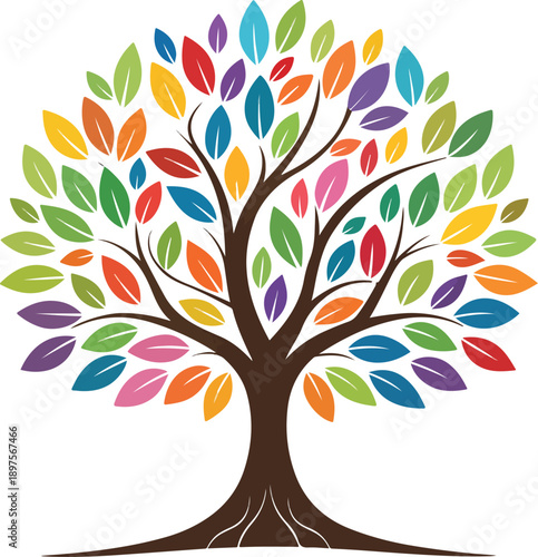 Stylized vector tree logo icon Natural Vector Tree Logo Illustration Nature Tree