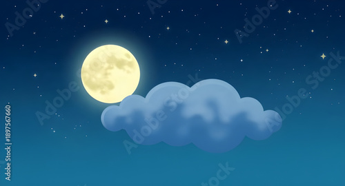 moon, clouds, night, sky, dark, stars, lunar, crescent, glow, light, dreamy, calm, peaceful, serene, fantasy, cartoon, cute, illustration, background, scene, landscape, atmosphere, mystical, magical, 
