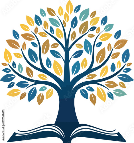 Stylized vector tree logo icon Natural Vector Tree Logo Illustration Nature Tree