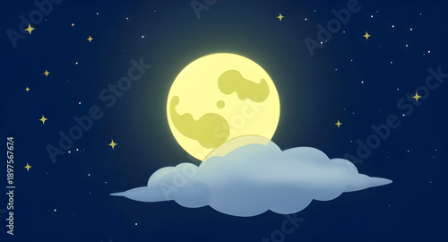 moon, clouds, night, sky, dark, stars, lunar, crescent, glow, light, dreamy, calm, peaceful, serene, fantasy, cartoon, cute, illustration, background, scene, landscape, atmosphere, mystical, magical, 