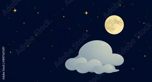 moon, clouds, night, sky, dark, stars, lunar, crescent, glow, light, dreamy, calm, peaceful, serene, fantasy, cartoon, playful, illustration, background, scene, landscape, atmosphere, mystical, magica