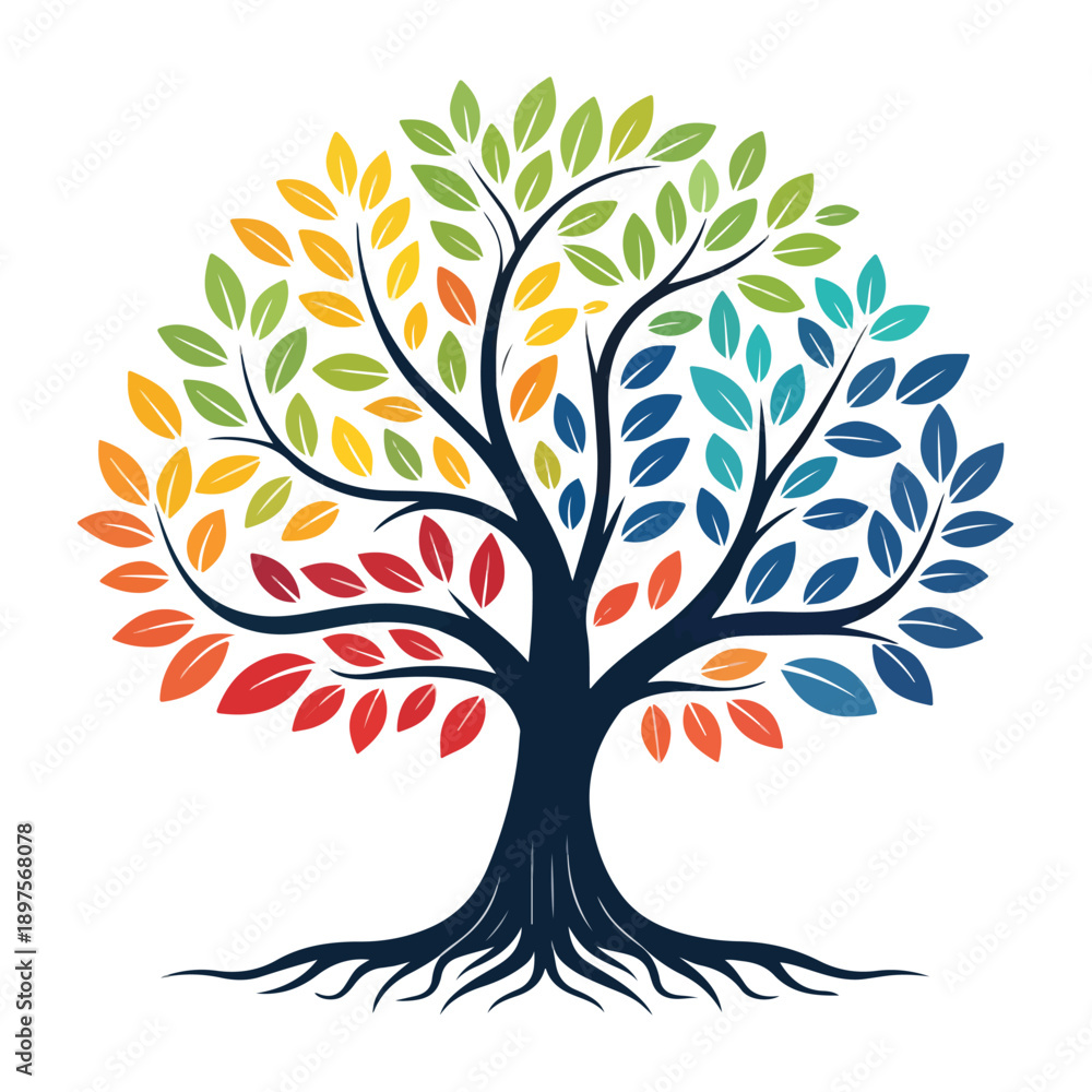Obraz premium Stylized vector tree logo icon Natural Vector Tree Logo Illustration Nature Tree