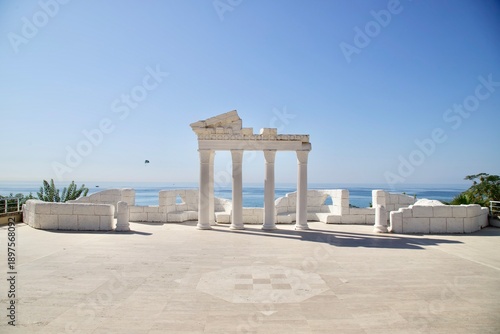 Ancient Roman Style Corinthian Columns and Sea View