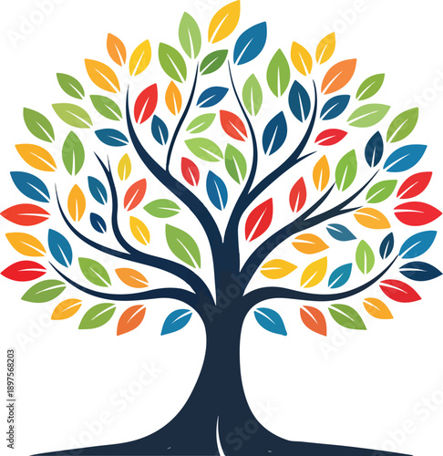 Stylized vector tree logo icon Natural Vector Tree Logo Illustration Nature Tree