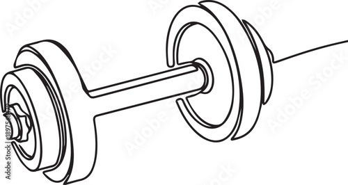 Line drawing of a dumbbell weight with a central shaft