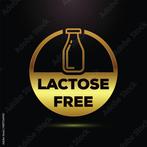 Lactose free milk product gold logo with bottle icon