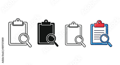 Clipboard search icon set various.