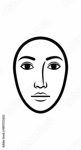 Minimal black line drawing of an abstract human face portrait.