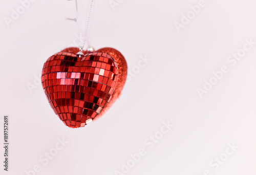 Two heats on white background, love concept. St.Valentines Day background. 
