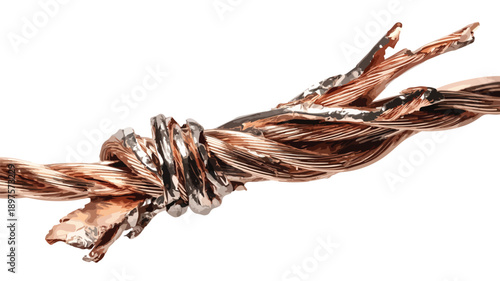 Professional Repair of Broken Cables and Damaged Electric Wire with Torn Copper Cab