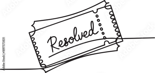 A stack of tickets with Resolved written on top ticket being pulled off