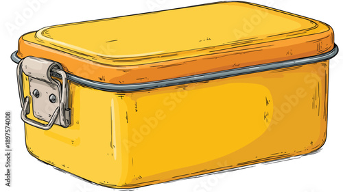 Professional Cartoon Tiffin Box Isolated on White Background Image