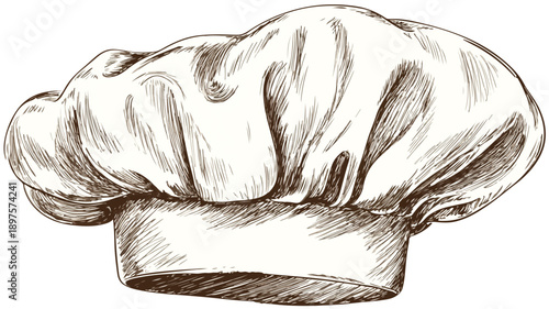 Cartoon Style Chef Hat Clipart Vector Illustration with Outline