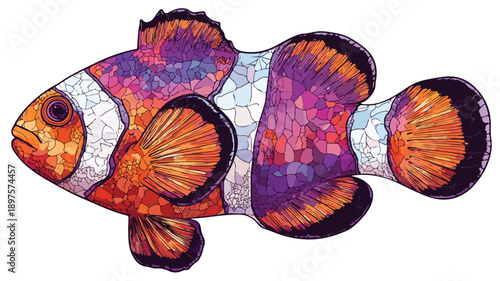 Vibrant Clown Fish Cartoon Vector Illustration for Creative Projects