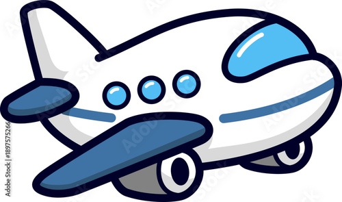 かわいい飛行機のアイコン。（Cute airplane icon.）
