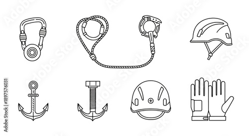 Basic Climbing Safety Kit Icons
