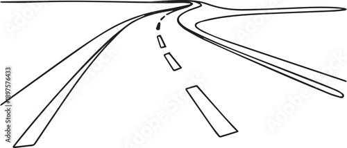 Aerial view of a minimalist highway intersection with clean lines and simple shapes