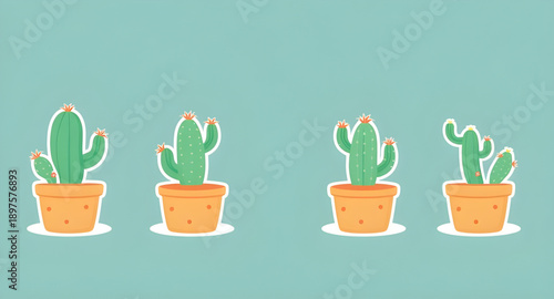 cactus, plant, pot, succulent, green, desert, thorn, spiky, nature, botanical, flora, houseplant, indoor, garden, decor, minimal, simple, cute, modern, flat, icon, symbol, vector, illustration, graphi