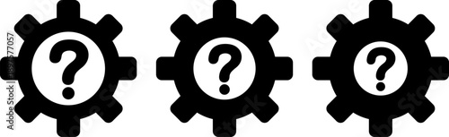 疑問符付き歯車アイコン｜設定ヘルプ・不明点を示すシンボル　Gear with Question Mark Icon – Settings Help and Unknown Status
