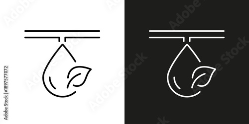 Drip Irrigation and Watering - vector editable line icon.
