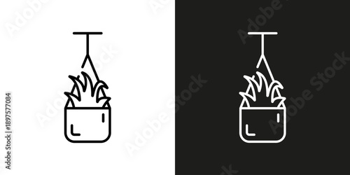 Flowerpot or planter - vector editable line icon.