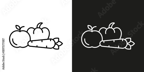 Vegetables and fruits - vector editable line icon.