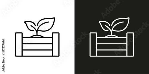 Raised garden bed - vector editable line icon.